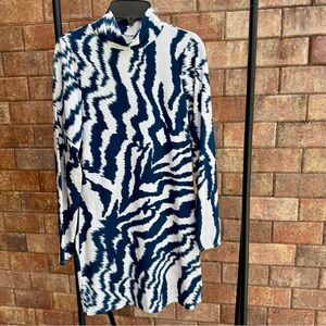 Ted Baker London Eara Navy and White Abstract Zebra Print Dress Size 1